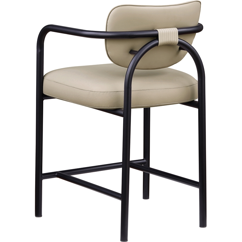 Meridian Furniture Serava Beige Vegan Leather Upholstered Counter Stool