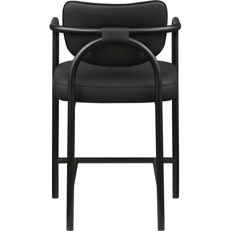 Meridian Furniture Serava Black Vegan Leather Upholstered Counter Stool