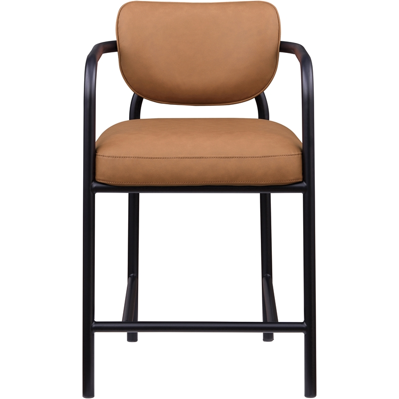 Meridian Furniture Serava Cognac Vegan Leather Upholstered Counter Stool