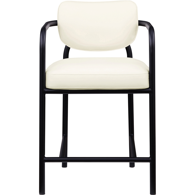 Meridian Furniture Serava Cream Vegan Leather Upholstered Counter Stool