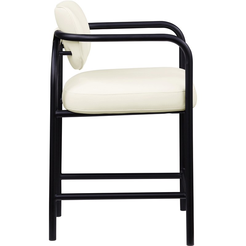 Meridian Furniture Serava Cream Vegan Leather Upholstered Counter Stool