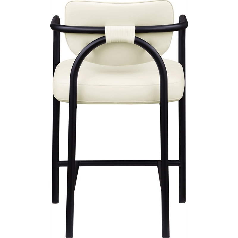 Meridian Furniture Serava Cream Vegan Leather Upholstered Counter Stool