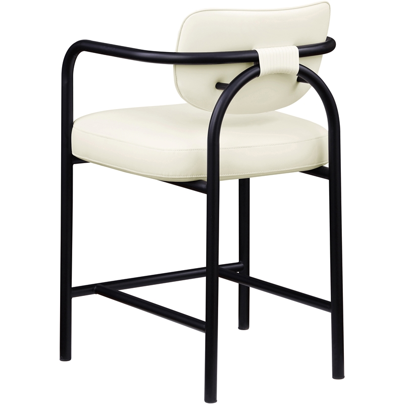 Meridian Furniture Serava Cream Vegan Leather Upholstered Counter Stool