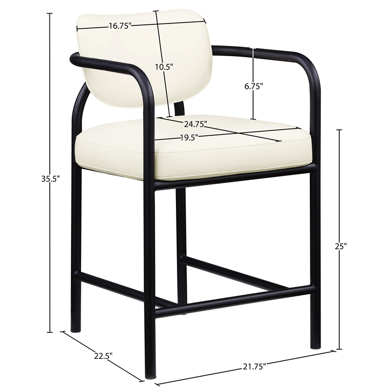 Meridian Furniture Serava Cream Vegan Leather Upholstered Counter Stool