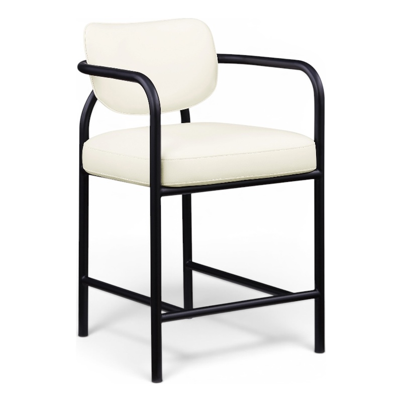Meridian Furniture Serava Cream Vegan Leather Upholstered Counter Stool