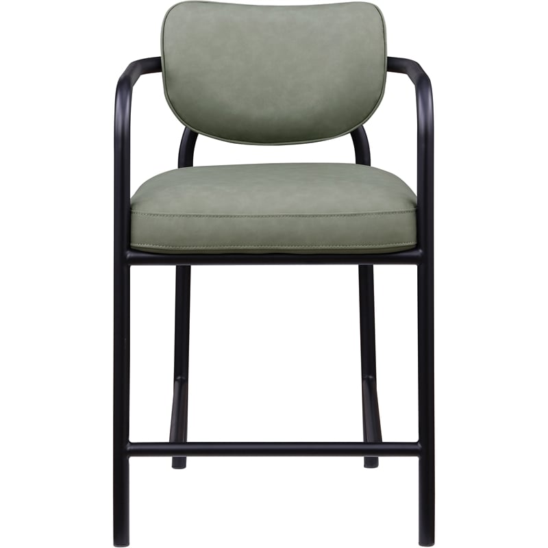 Meridian Furniture Serava Green Vegan Leather Upholstered Counter Stool