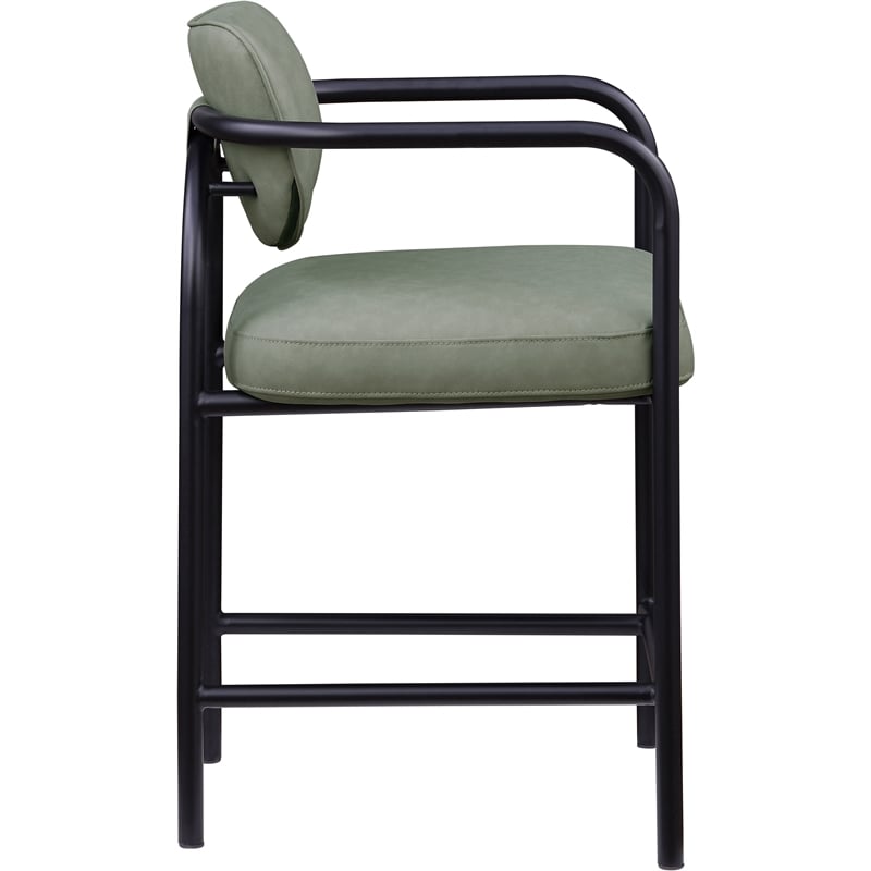 Meridian Furniture Serava Green Vegan Leather Upholstered Counter Stool