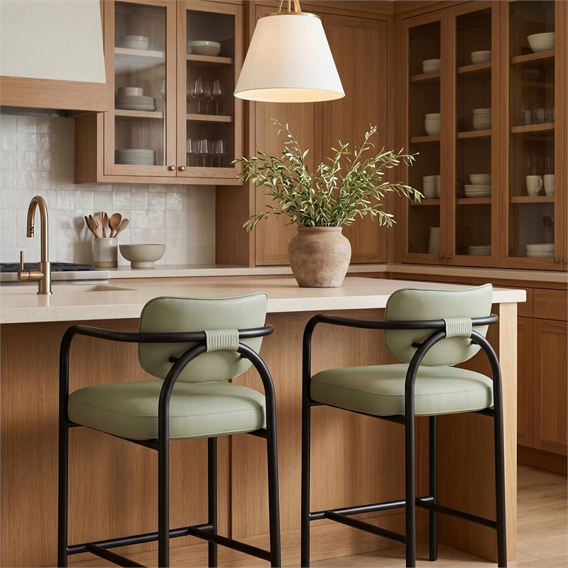 Meridian Furniture Serava Mint Vegan Leather Upholstered Counter Stool