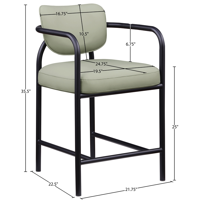 Meridian Furniture Serava Mint Vegan Leather Upholstered Counter Stool