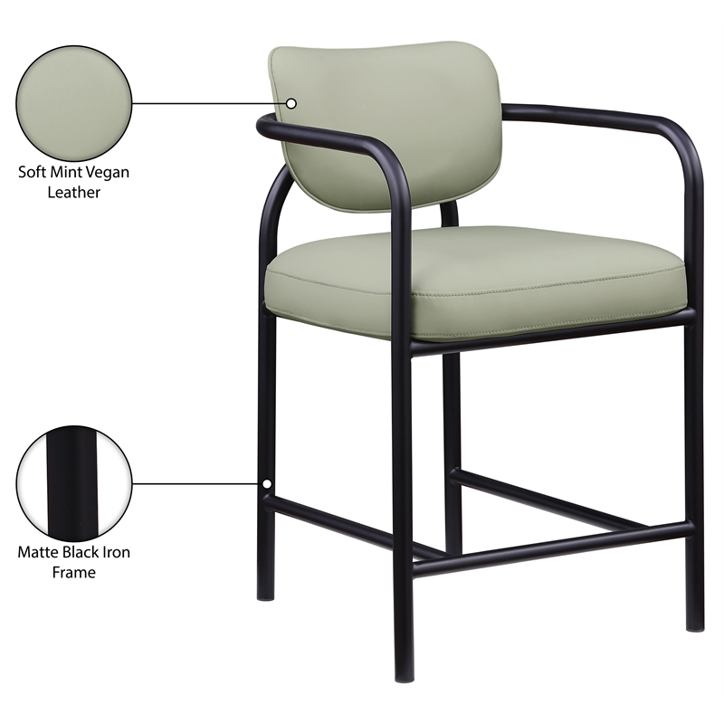 Meridian Furniture Serava Mint Vegan Leather Upholstered Counter Stool