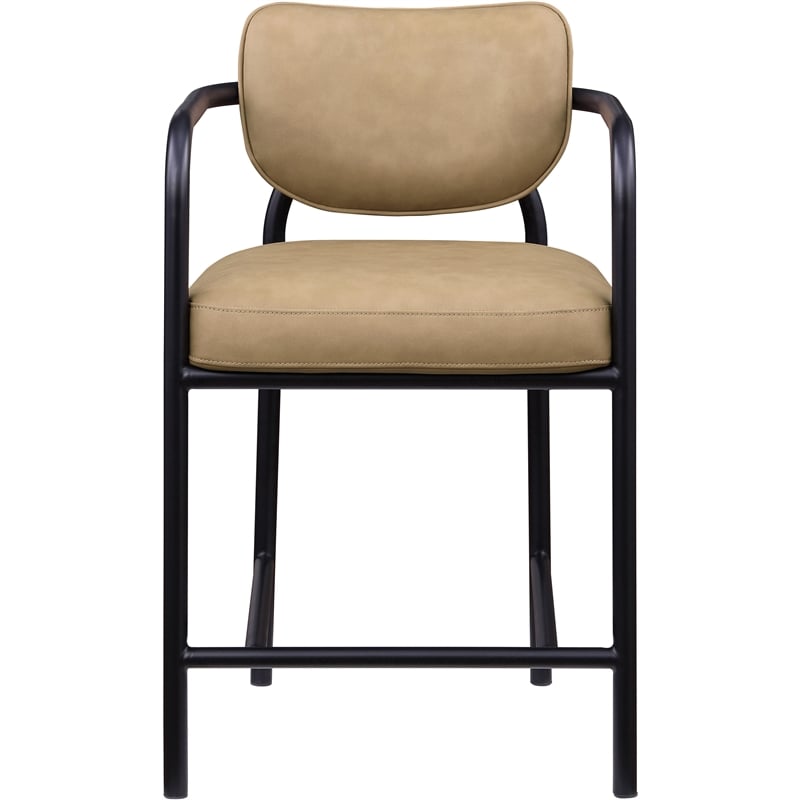 Meridian Furniture Serava Tan Vegan Leather Upholstered Counter Stool