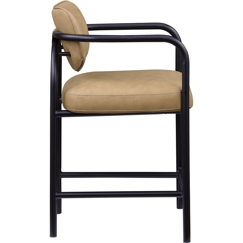 Meridian Furniture Serava Tan Vegan Leather Upholstered Counter Stool