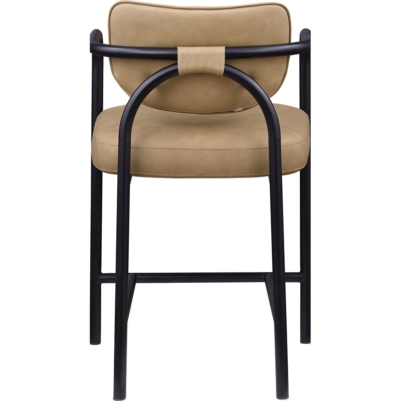 Meridian Furniture Serava Tan Vegan Leather Upholstered Counter Stool