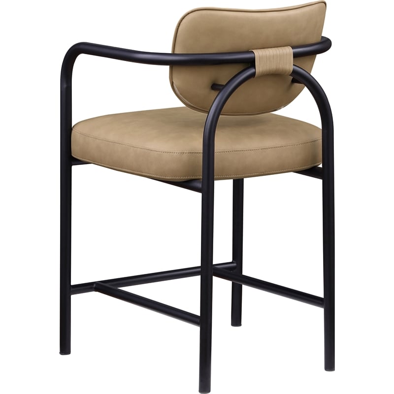 Meridian Furniture Serava Tan Vegan Leather Upholstered Counter Stool