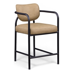 Meridian Furniture Serava Tan Vegan Leather Upholstered Counter Stool