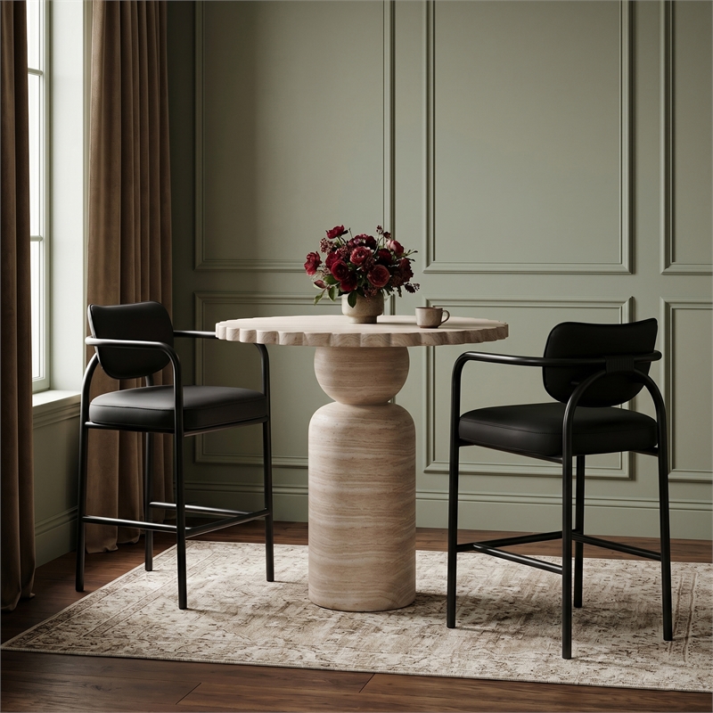 Meridian Furniture Serava Black Vegan Leather Upholstered Bar Stool
