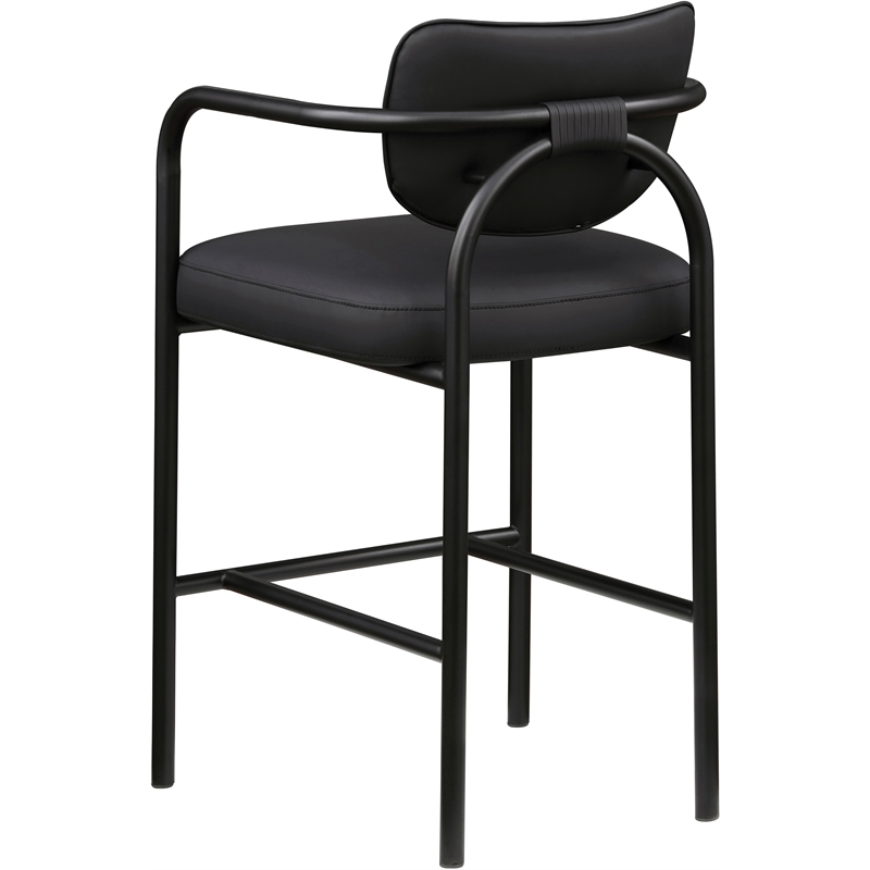 Meridian Furniture Serava Black Vegan Leather Upholstered Bar Stool