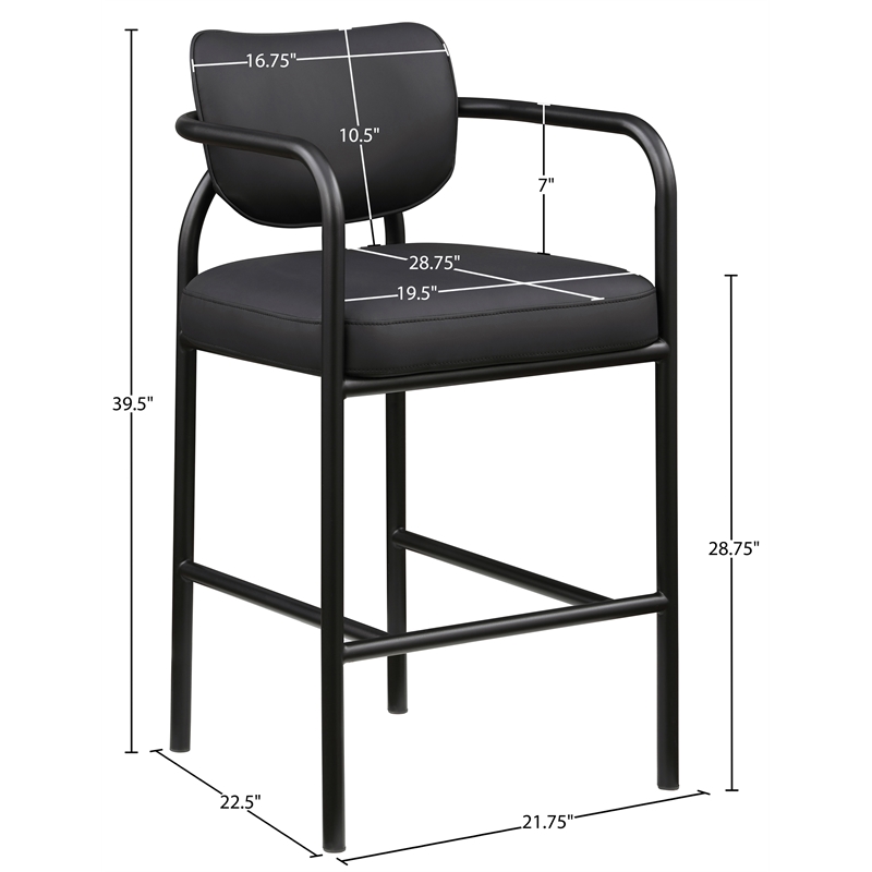 Meridian Furniture Serava Black Vegan Leather Upholstered Bar Stool