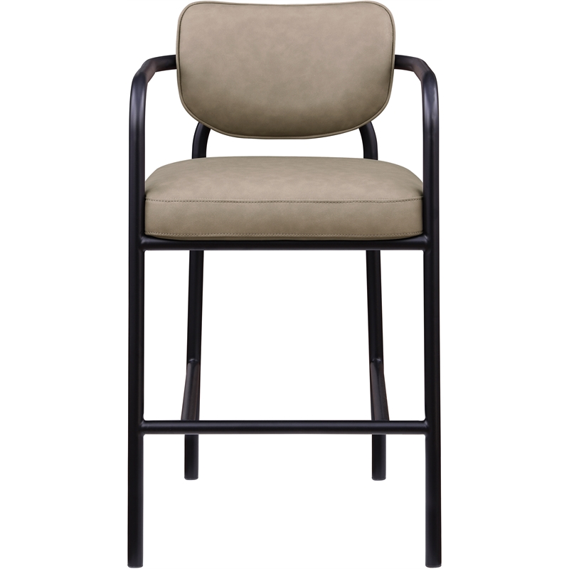 Meridian Furniture Serava Taupe Vegan Leather Upholstered Bar Stool