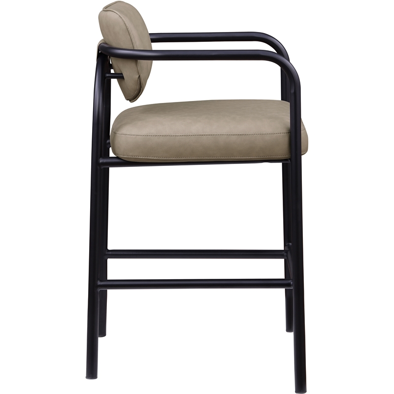 Meridian Furniture Serava Taupe Vegan Leather Upholstered Bar Stool