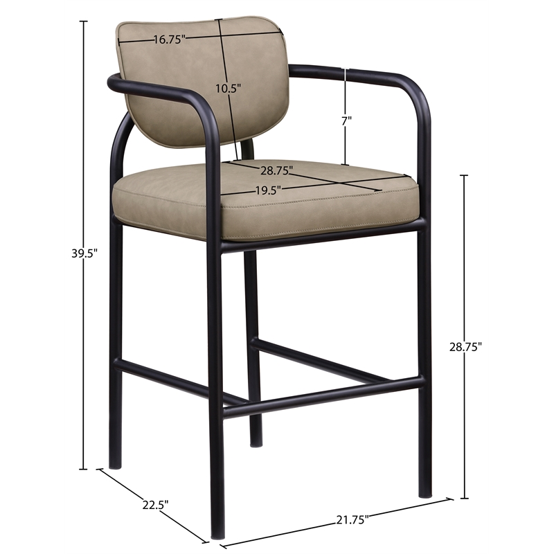 Meridian Furniture Serava Taupe Vegan Leather Upholstered Bar Stool