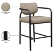 Meridian Furniture Serava Taupe Vegan Leather Upholstered Bar Stool