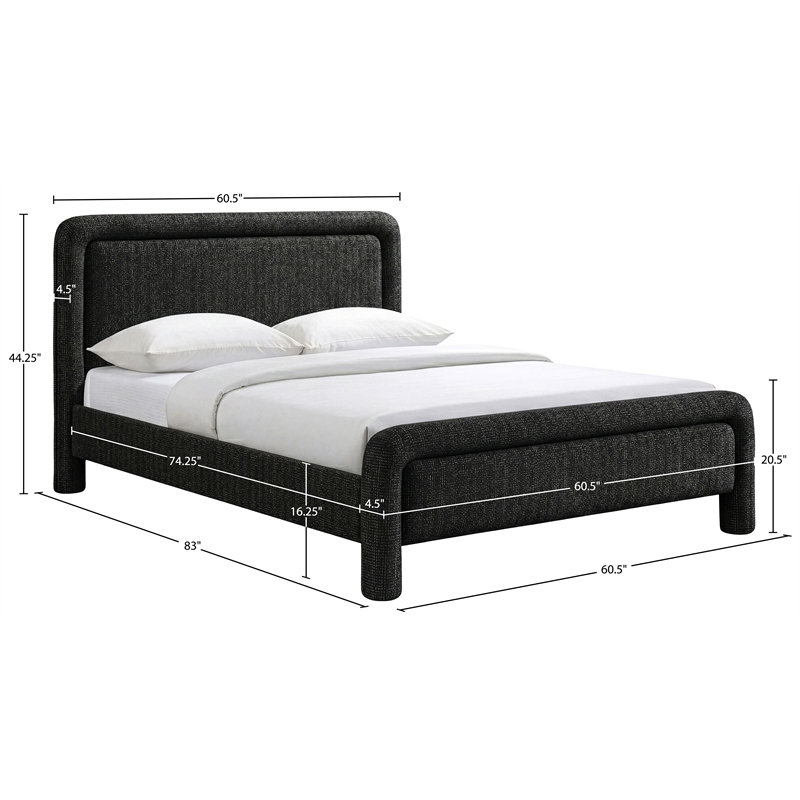 Meridian Furniture Baylor Black Fabric With Interwoven Chenille Full Bed