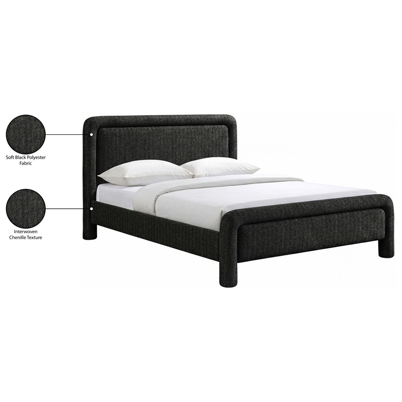 Meridian Furniture Baylor Black Fabric With Interwoven Chenille King Bed
