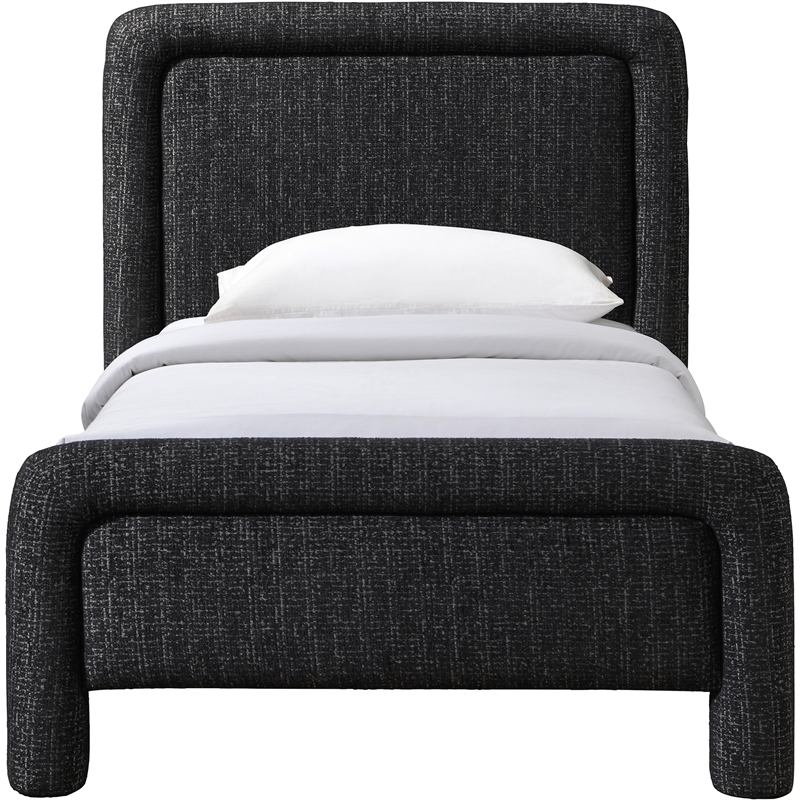Meridian Furniture Baylor Black Fabric With Interwoven Chenille Twin Bed