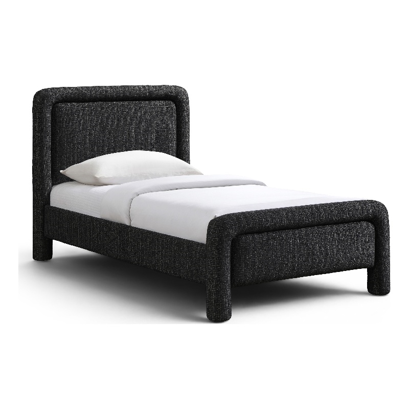 Meridian Furniture Baylor Black Fabric With Interwoven Chenille Twin Bed