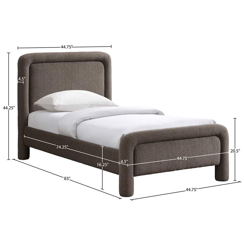 Meridian Furniture Baylor Brown Fabric With Interwoven Chenille Twin Bed