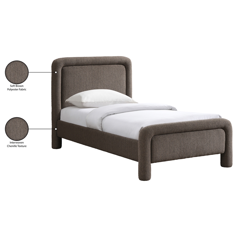 Meridian Furniture Baylor Brown Fabric With Interwoven Chenille Twin Bed