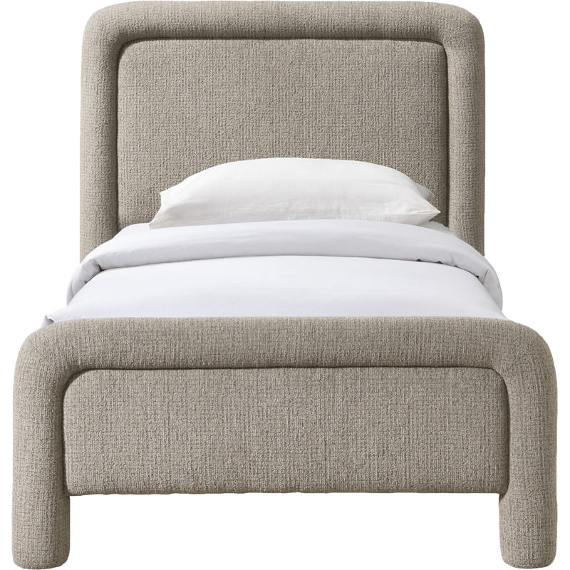 Meridian Furniture Baylor Taupe Fabric With Interwoven Chenille Twin Bed