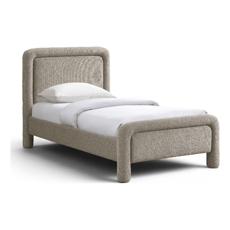 Meridian Furniture Baylor Taupe Fabric With Interwoven Chenille Twin Bed