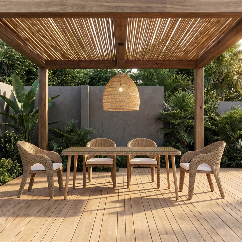 Meridian Furniture Seacrest Natural Water Resistant Fabric Patio Dining Chair