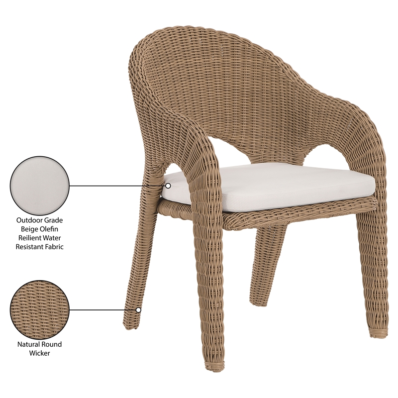 Meridian Furniture Seacrest Natural Water Resistant Fabric Patio Dining Chair