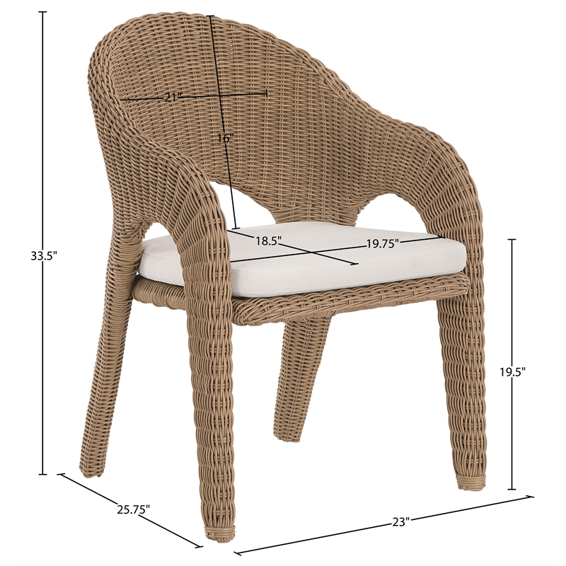 Meridian Furniture Seacrest Natural Water Resistant Fabric Patio Dining Chair