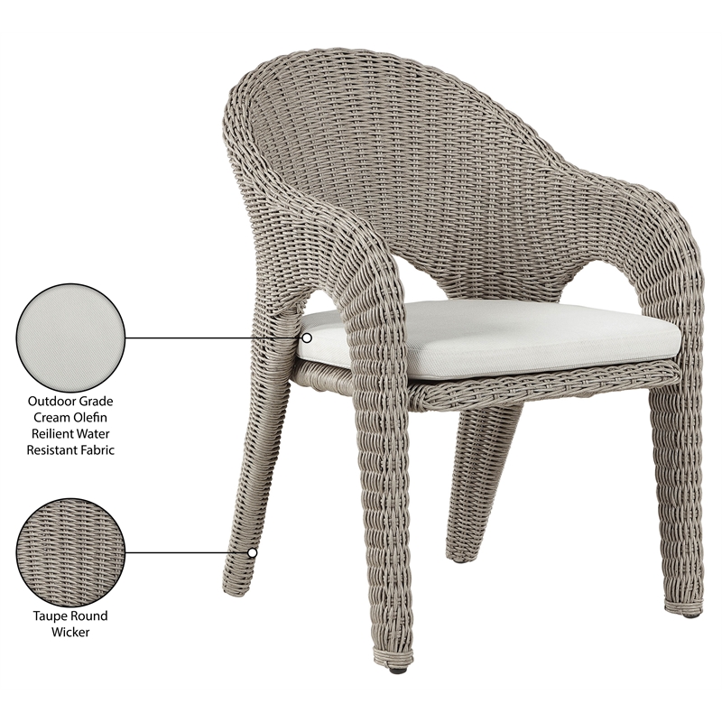 Meridian Furniture Seacrest Taupe Water Resistant Fabric Patio Dining Chair