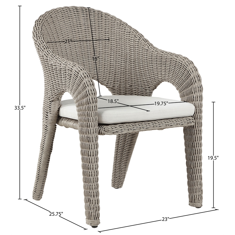 Meridian Furniture Seacrest Taupe Water Resistant Fabric Patio Dining Chair
