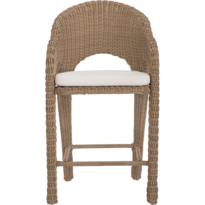 Meridian Furniture Seacrest Natural Water Resistant Fabric Patio Bar Stool