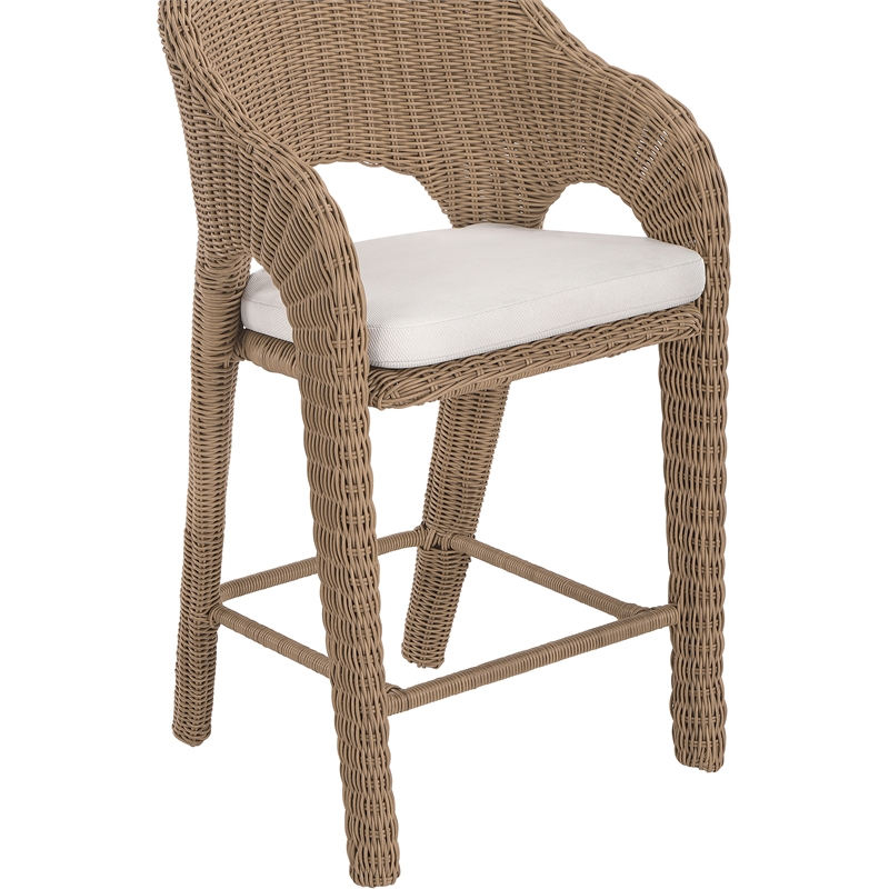 Meridian Furniture Seacrest Natural Water Resistant Fabric Patio Bar Stool