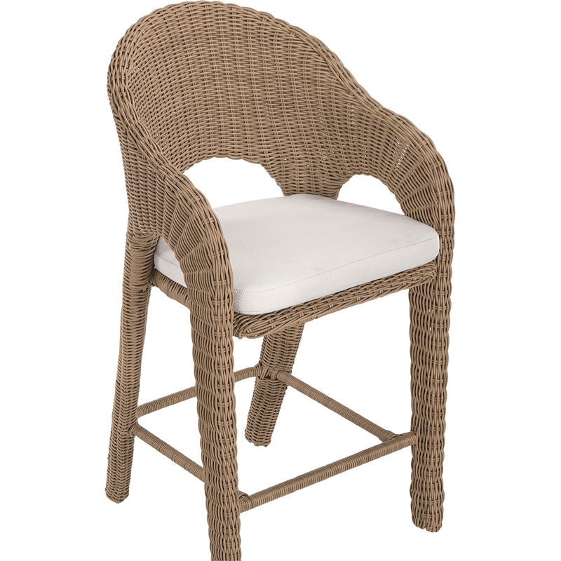 Meridian Furniture Seacrest Natural Water Resistant Fabric Patio Bar Stool