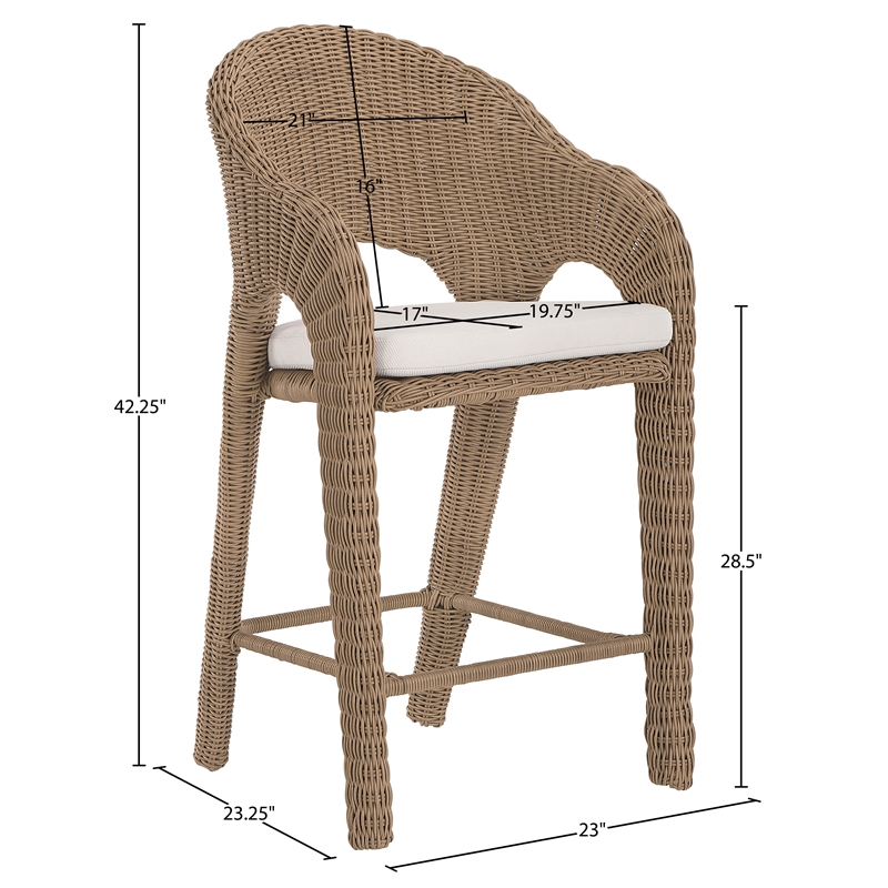 Meridian Furniture Seacrest Natural Water Resistant Fabric Patio Bar Stool