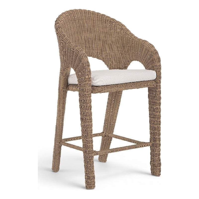 Meridian Furniture Seacrest Natural Water Resistant Fabric Patio Bar Stool