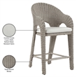 Meridian Furniture Seacrest Taupe Water Resistant Fabric Patio Bar Stool