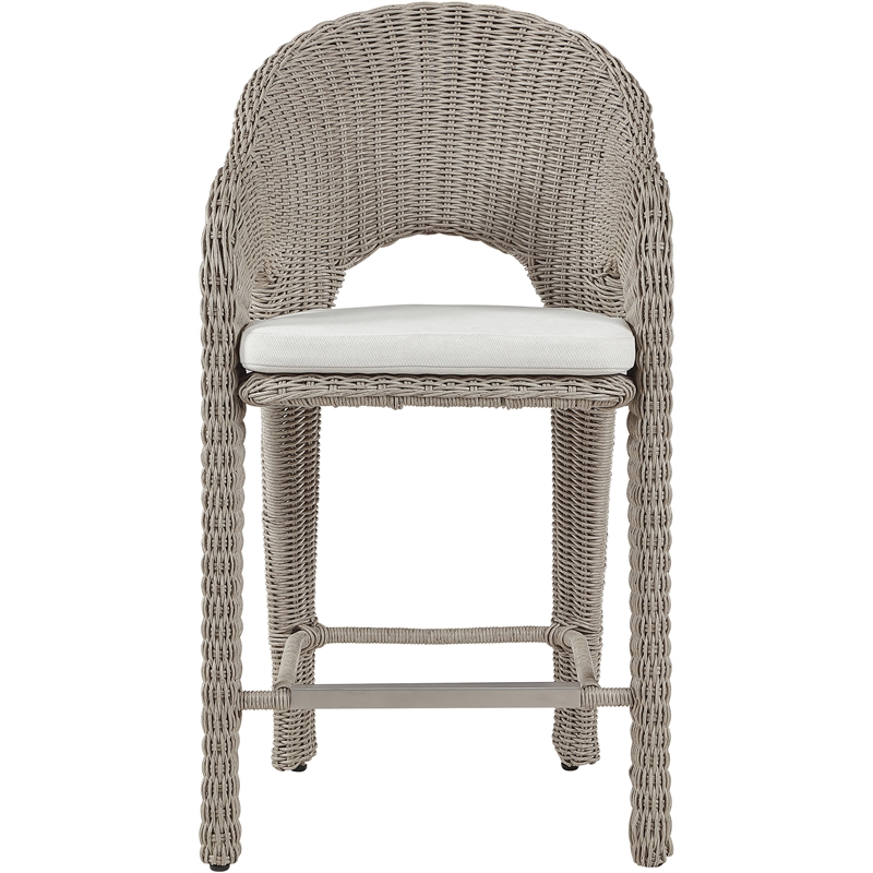 Meridian Furniture Seacrest Taupe Water Resistant Fabric Patio Bar Stool