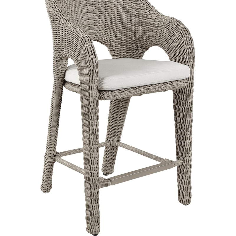 Meridian Furniture Seacrest Taupe Water Resistant Fabric Patio Bar Stool