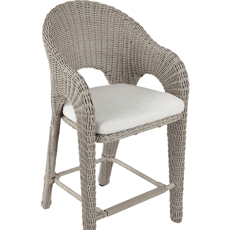 Meridian Furniture Seacrest Taupe Water Resistant Fabric Patio Bar Stool