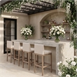 Meridian Furniture Solace Beige Olefin Performance Fabric Patio Bar Stool