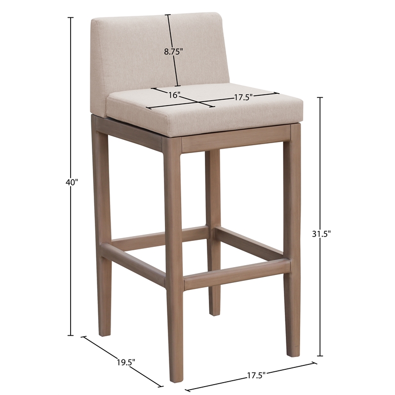 Meridian Furniture Solace Beige Olefin Performance Fabric Patio Bar Stool